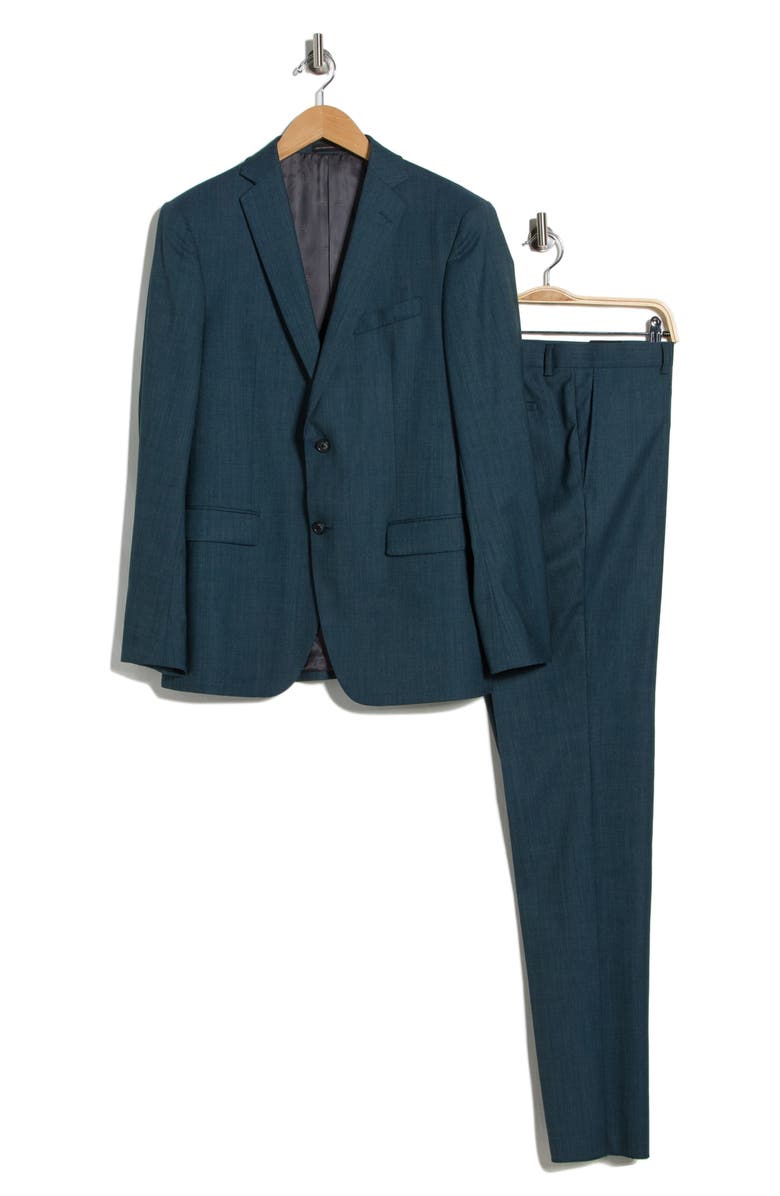 John Varvatos Star USA Solid Stretch Wool Suit, Main, color, Green