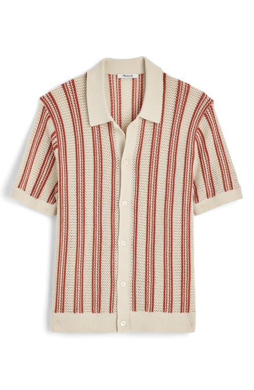 Madewell Open-stitch Button-up Sweater Polo In Nude