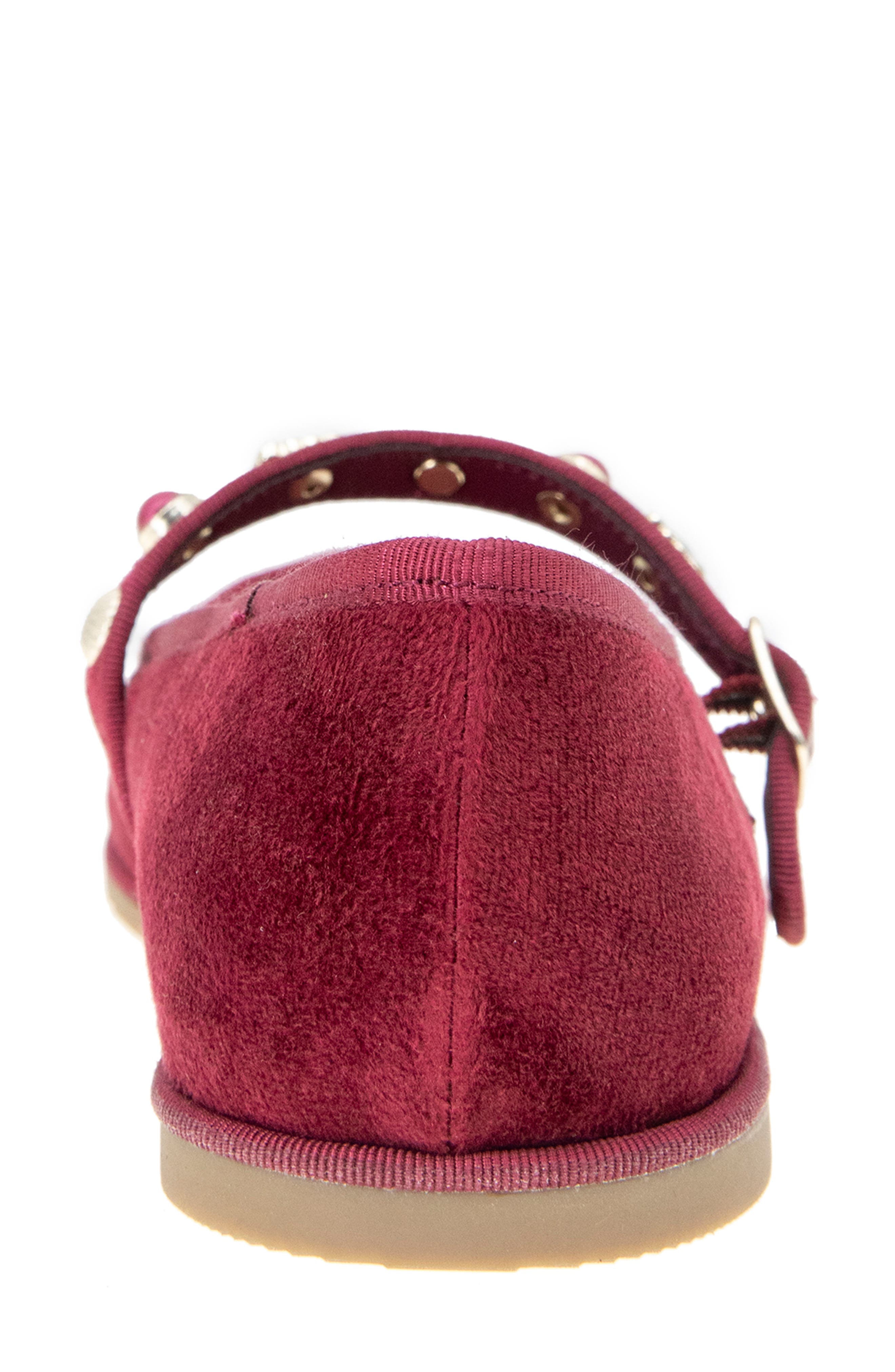 Reaction Kenneth Cole Elda Embellished Mary Jane Flat, Alternate, color, Dark Red Velvet