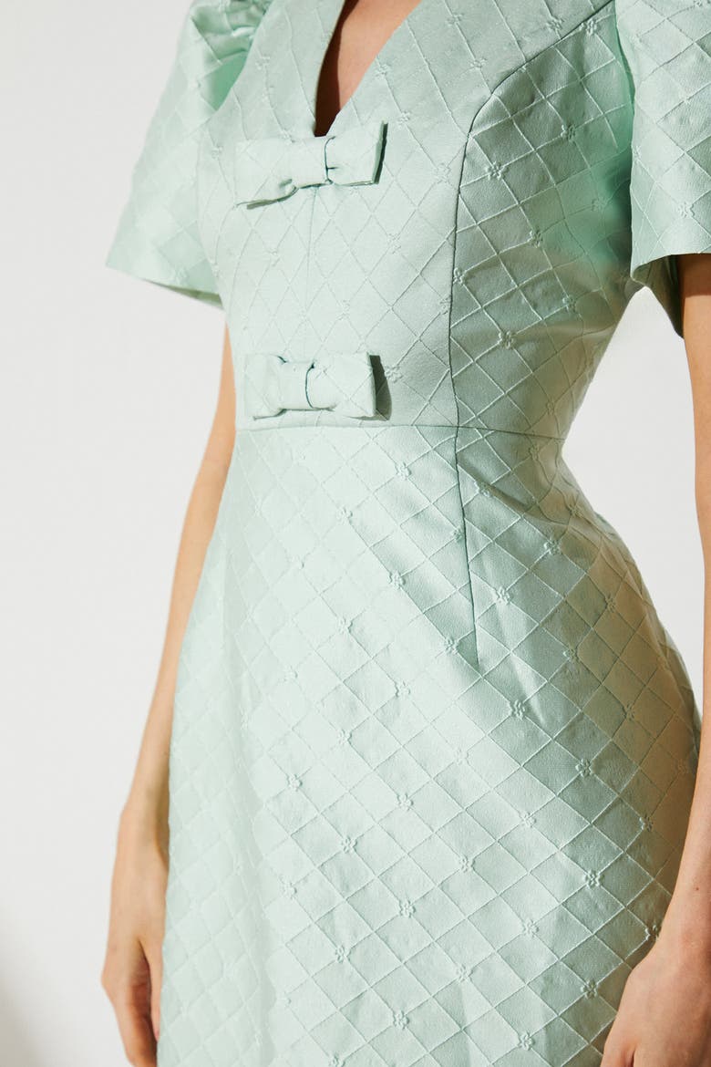Jacquard Bow Mini Dress, Alternate, color, Mint