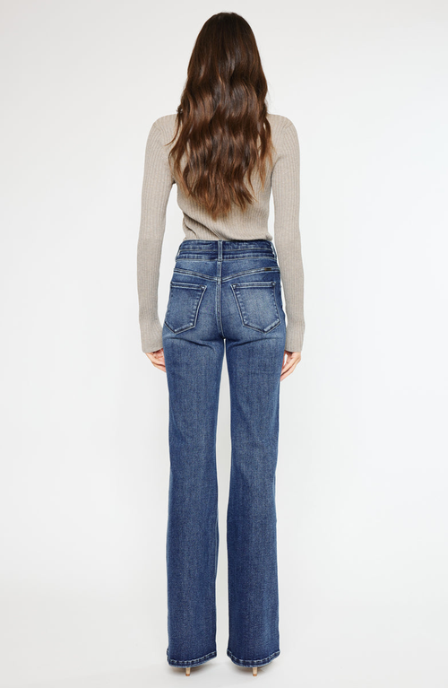 Kancan Onyx Essentials Ultra High Rise Wide Flare Jeans In Blue