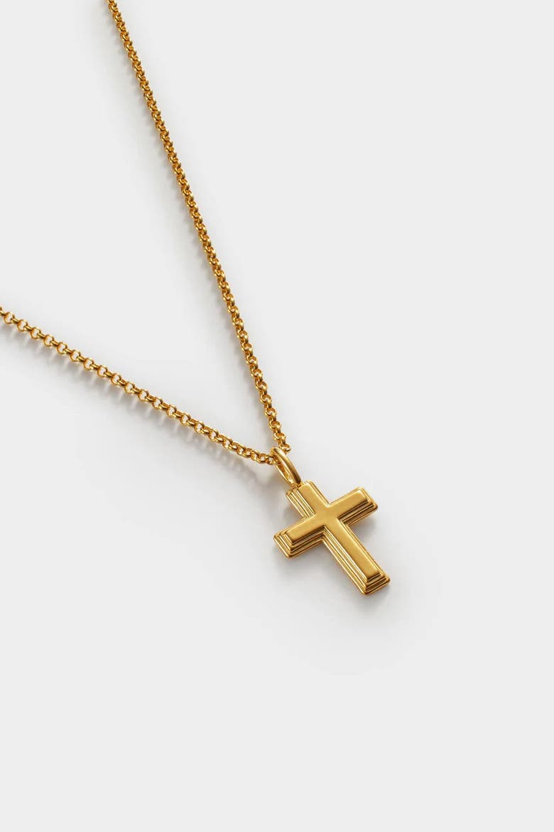 Cross Waterproof Gold Necklace, Alternate, color, Gold