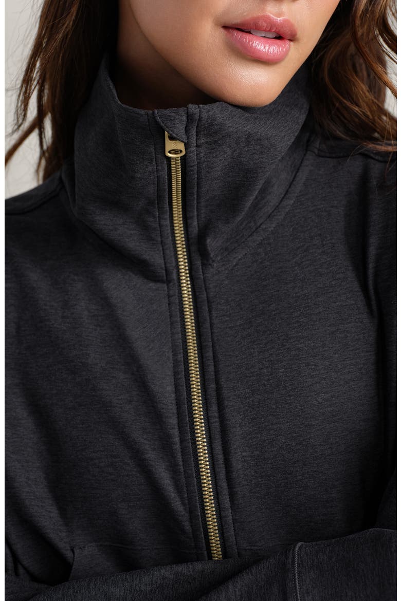 Atmosphere Crop Zip Sweatshirt, Alternate, color, BLACK HEATHER
