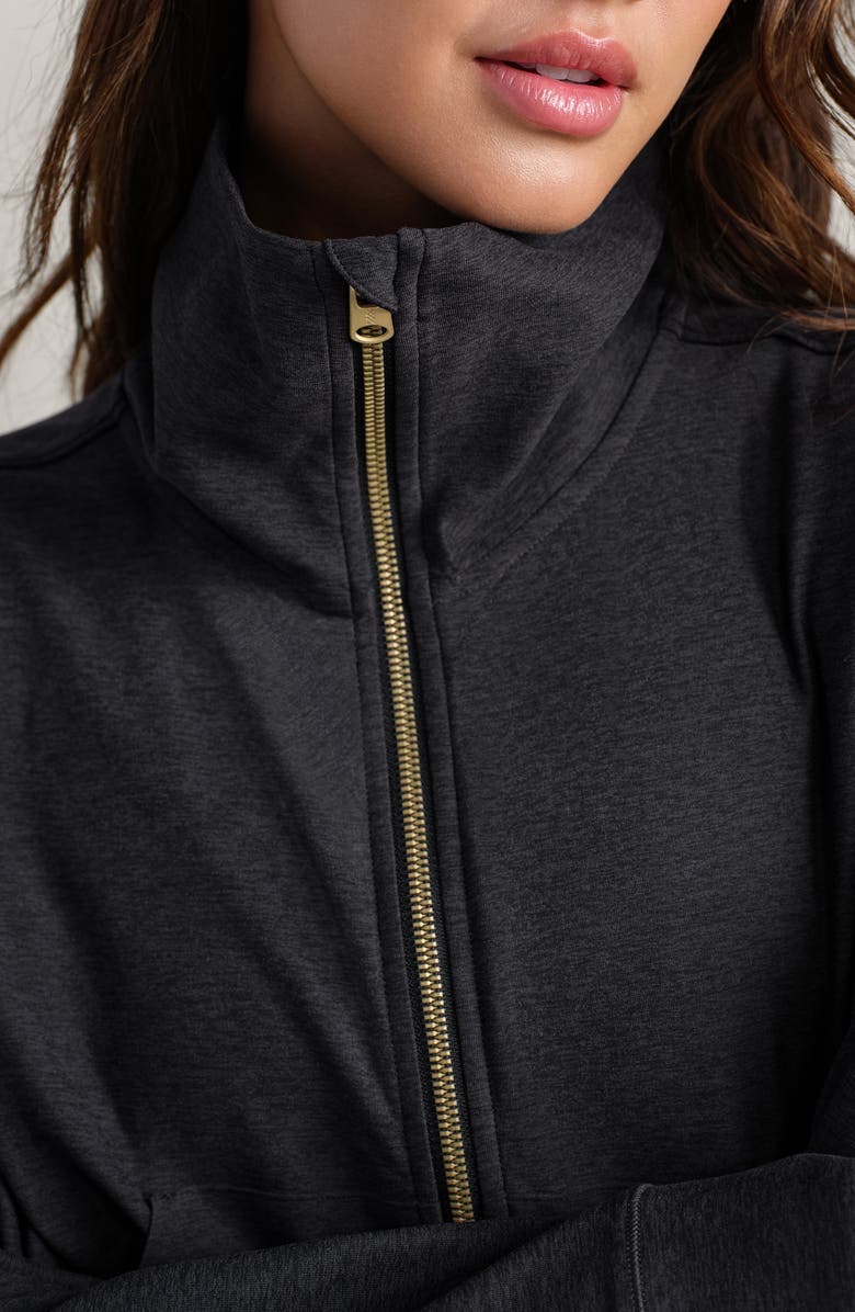 Rhone Atmosphere Crop Zip Sweatshirt, Alternate, color, Black Heather