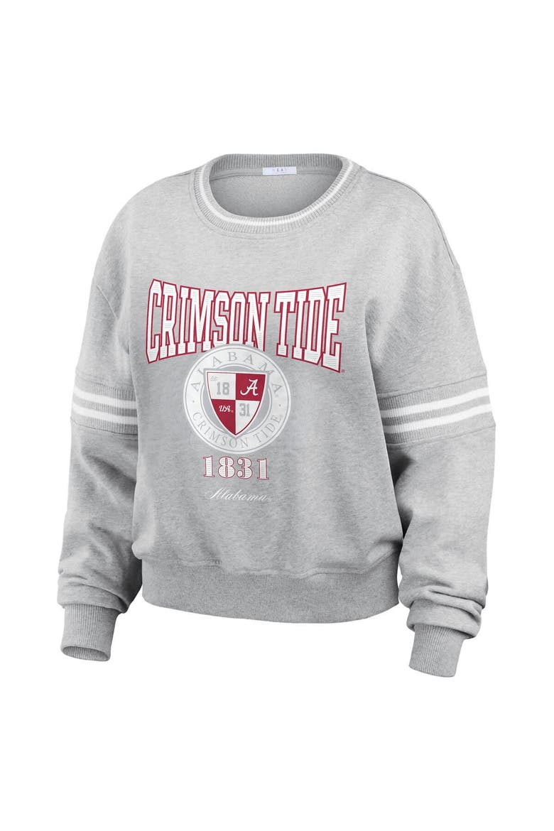 Women's WEAR by Erin Andrews Heather Gray Alabama Crimson Tide Classic Stripe Pullover Sweater, Alternate, color, Heather Gray