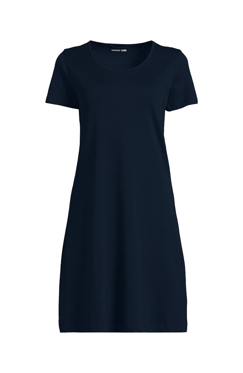 Lands' End Cotton Short Sleeve Knee Length Nightgown, Alternate, color, Radiant Navy