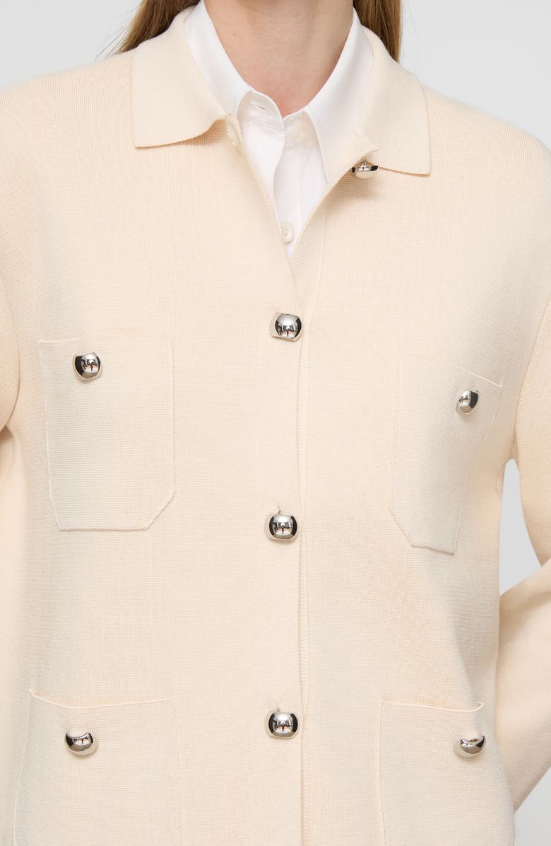 Lafayette 148 New York Matte Crepe Shirt Jacket, Alternate, color, Ecru