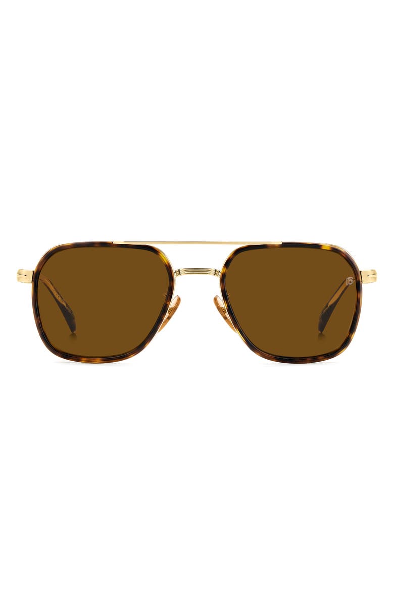 David Beckham Eyewear 54mm Avaitor Sunglasses, Main, color, Havana Gold/ Brown