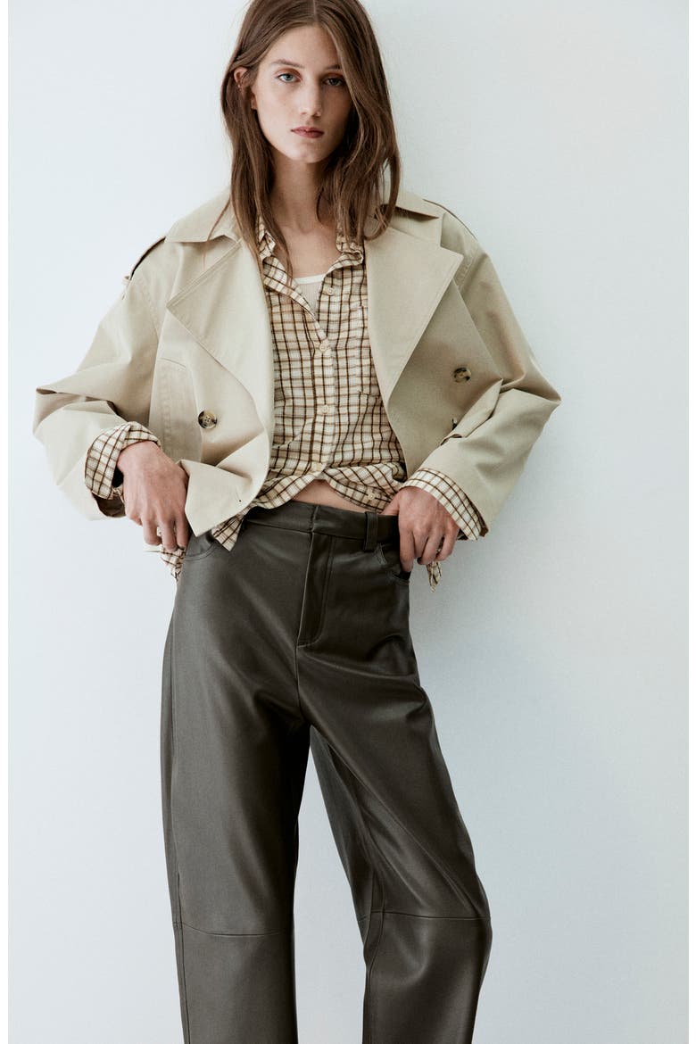 High Waist Faux Leather Balloon Leg Pants, Alternate, color, KHAKI GREEN