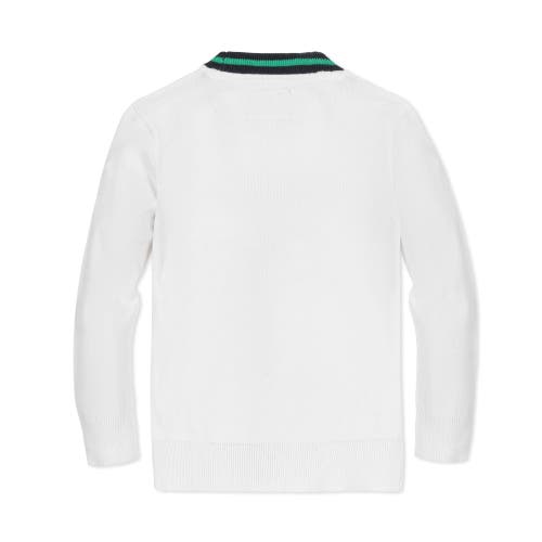 Shop Hope & Henry Boys' Organic Tipped Cardigan, Kids In White With Navy And Green