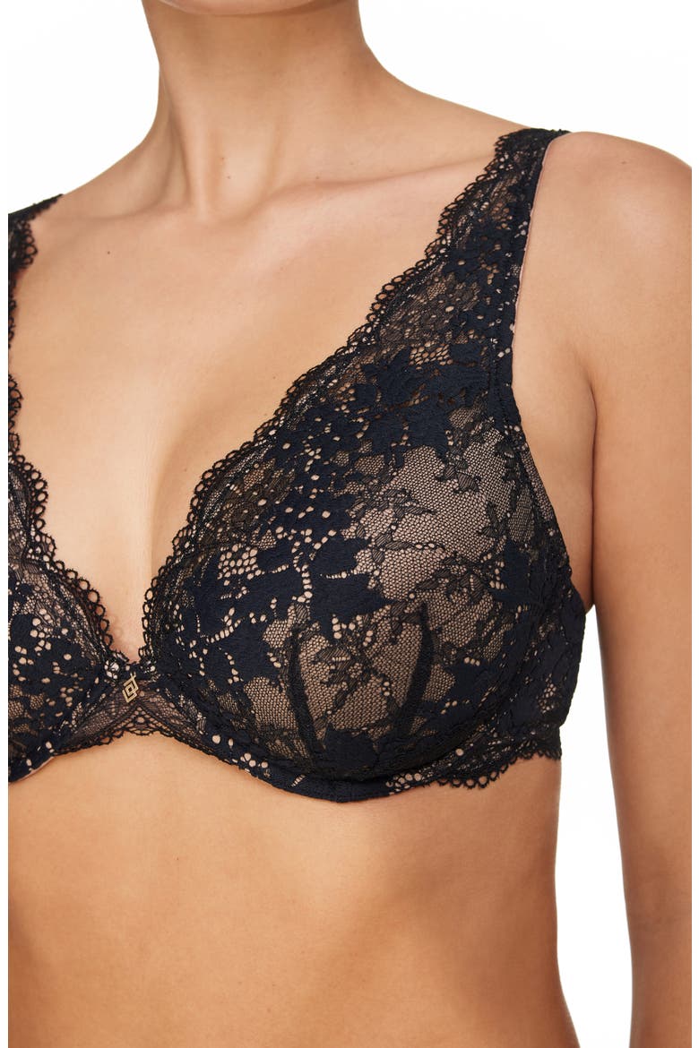 All Day Lace Uplift Plunge Underwire Bra, Alternate, color, BLACK