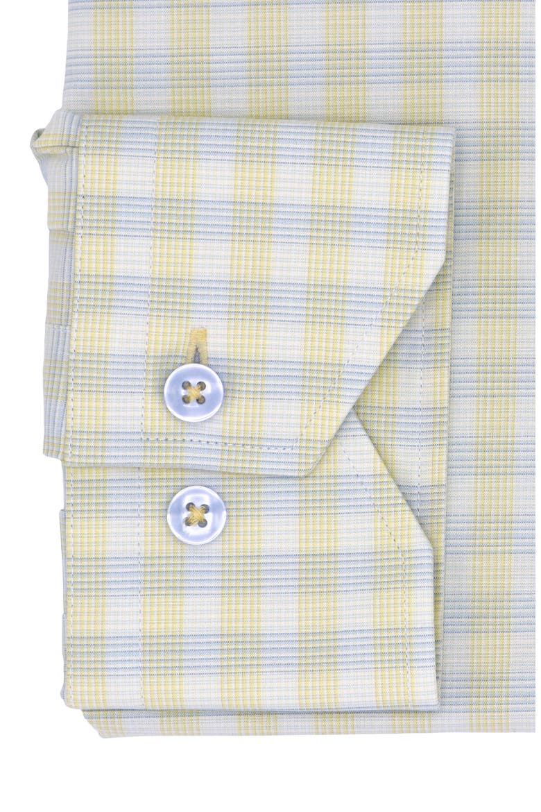 Trim Fit Check Stretch Cotton Dress Shirt, Alternate, color, YELLOW