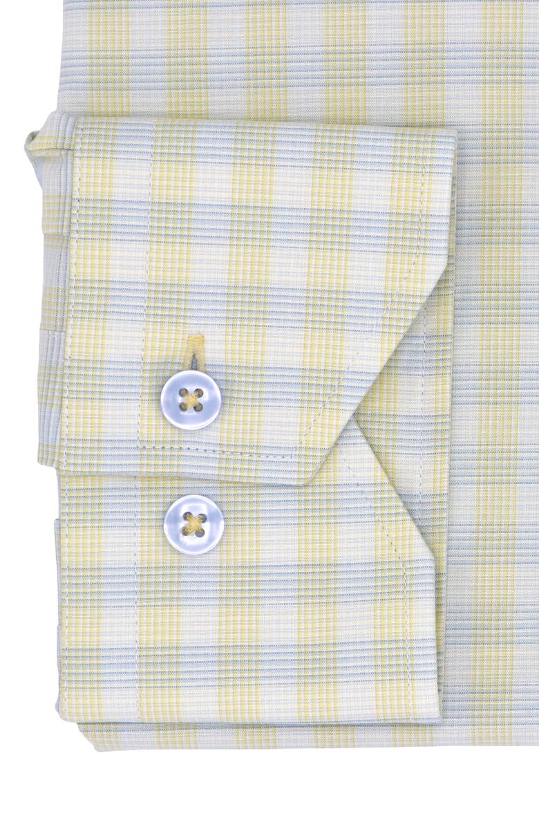 Lorenzo Uomo Trim Fit Check Stretch Cotton Dress Shirt, Alternate, color, Yellow