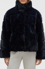 NVLT Eva Wide Stripe Faux Fur Jacket