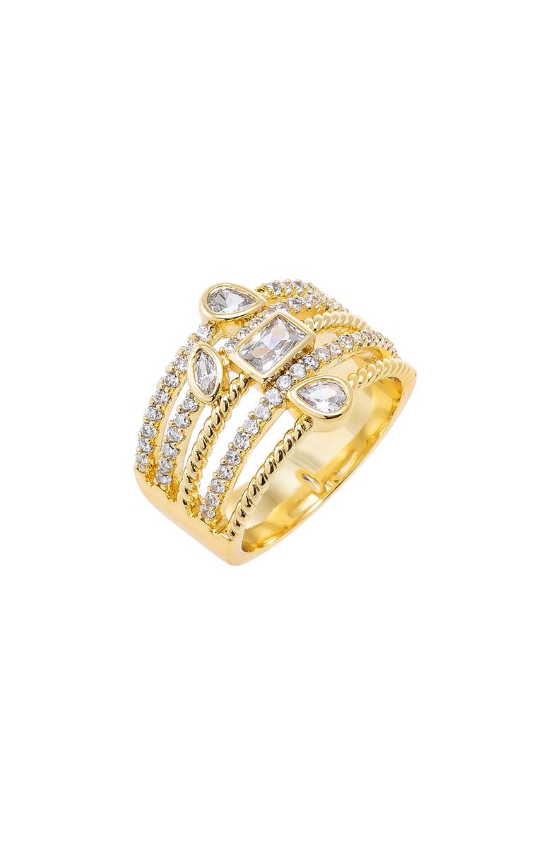 BY ADINA EDEN CZ Bezel X Pave Four Row Cocktail Ring, Main, color, 
