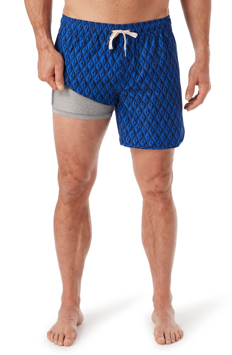 Fair Harbor Anchor Water Repellent Swim Trunks, Alternate, color, Diamond Sharks