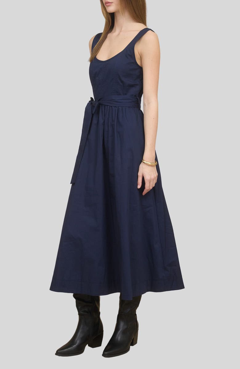 Belted A-Line Midi Dress