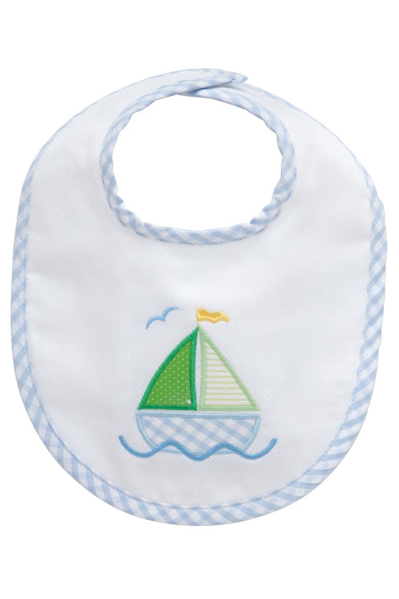 Classic Adventures Applique Basic Bib, Main, color, Blue Sailboat