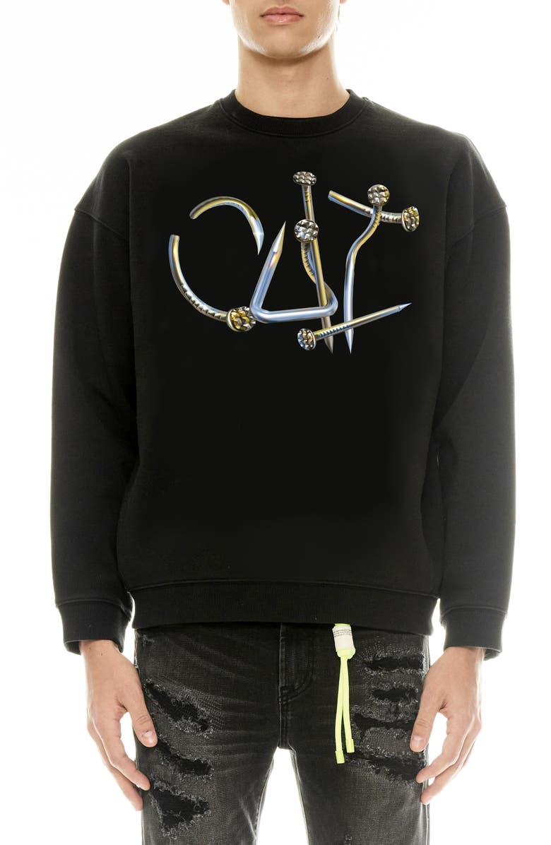 Cult of Individuality Nail Logo Graphic Sweatshirt, Main, color, Pirate Black