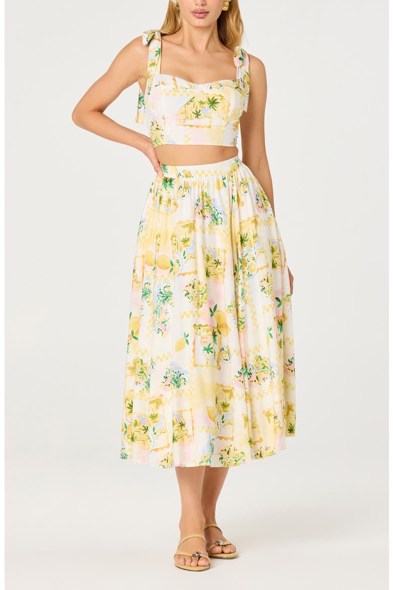Kaleigh Tropical Print Crop Top, Alternate, color, LEMON PARADISE