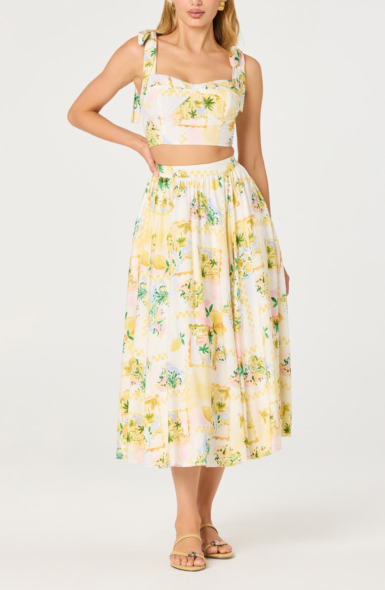 ASTR the Label Kaleigh Tropical Print Crop Top, Alternate, color, Lemon Paradise