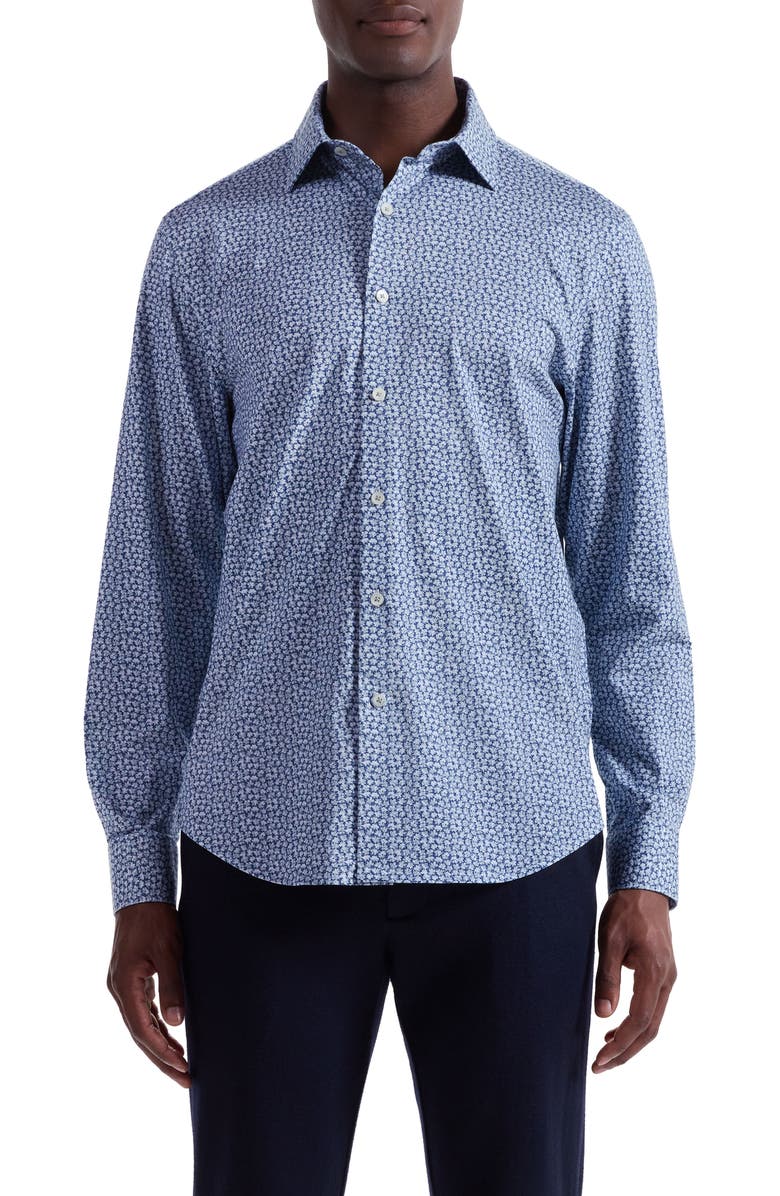 Bugatchi James OoohCotton<sup>®</sup> Floral Button-Up Shirt, Main, color, Khaki