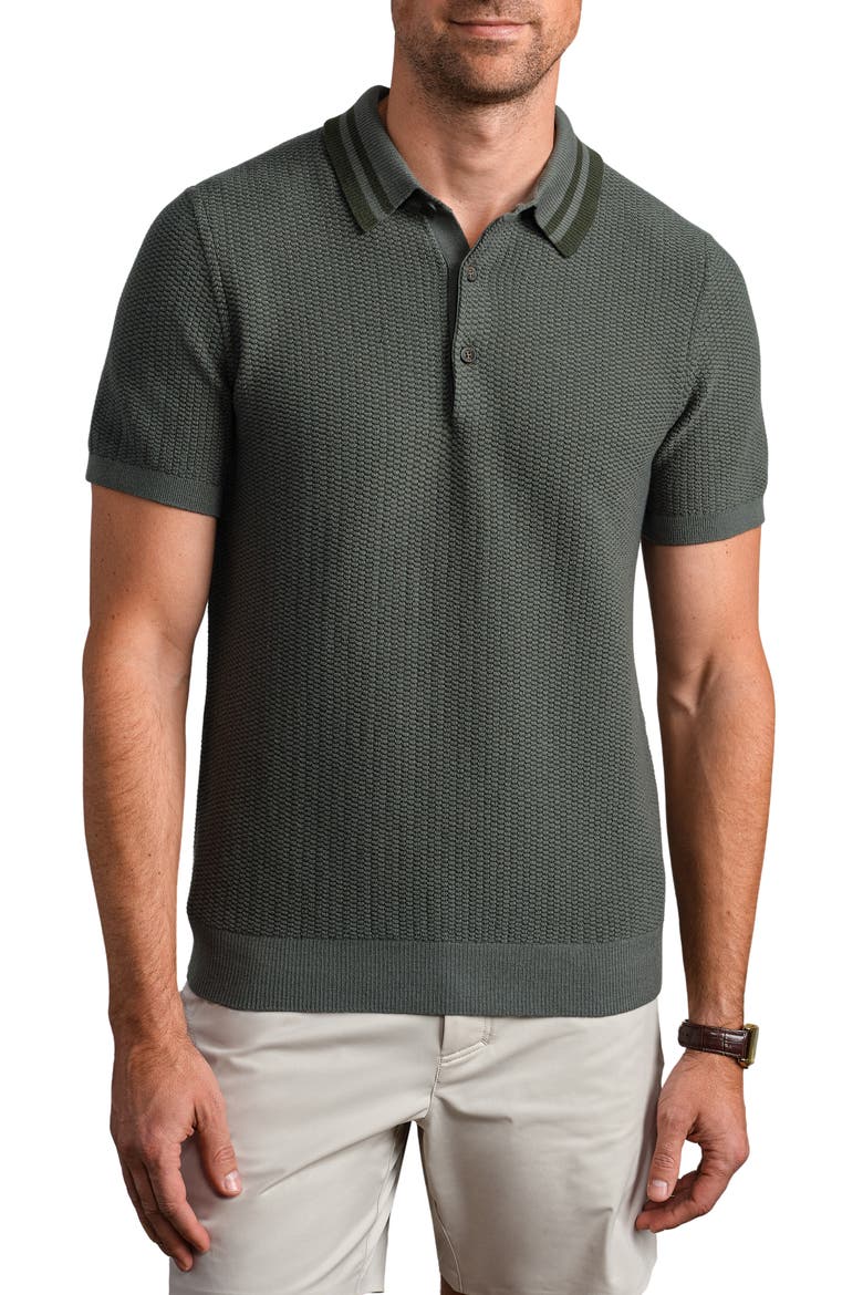 Fine Knit Sweater Polo, Main, color, OLIVE SHADOW