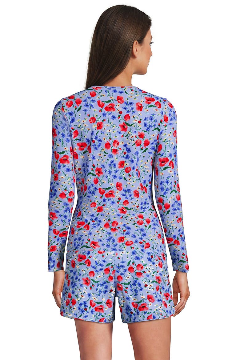 Sunshade Upf 50 Long Sleeve Rash Guard Swim Tee, Alternate, color, Soft Cloud Blue Poppy Floral
