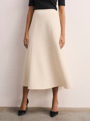 The Fold Ellingham High Waisted A-Line Midi Skirt