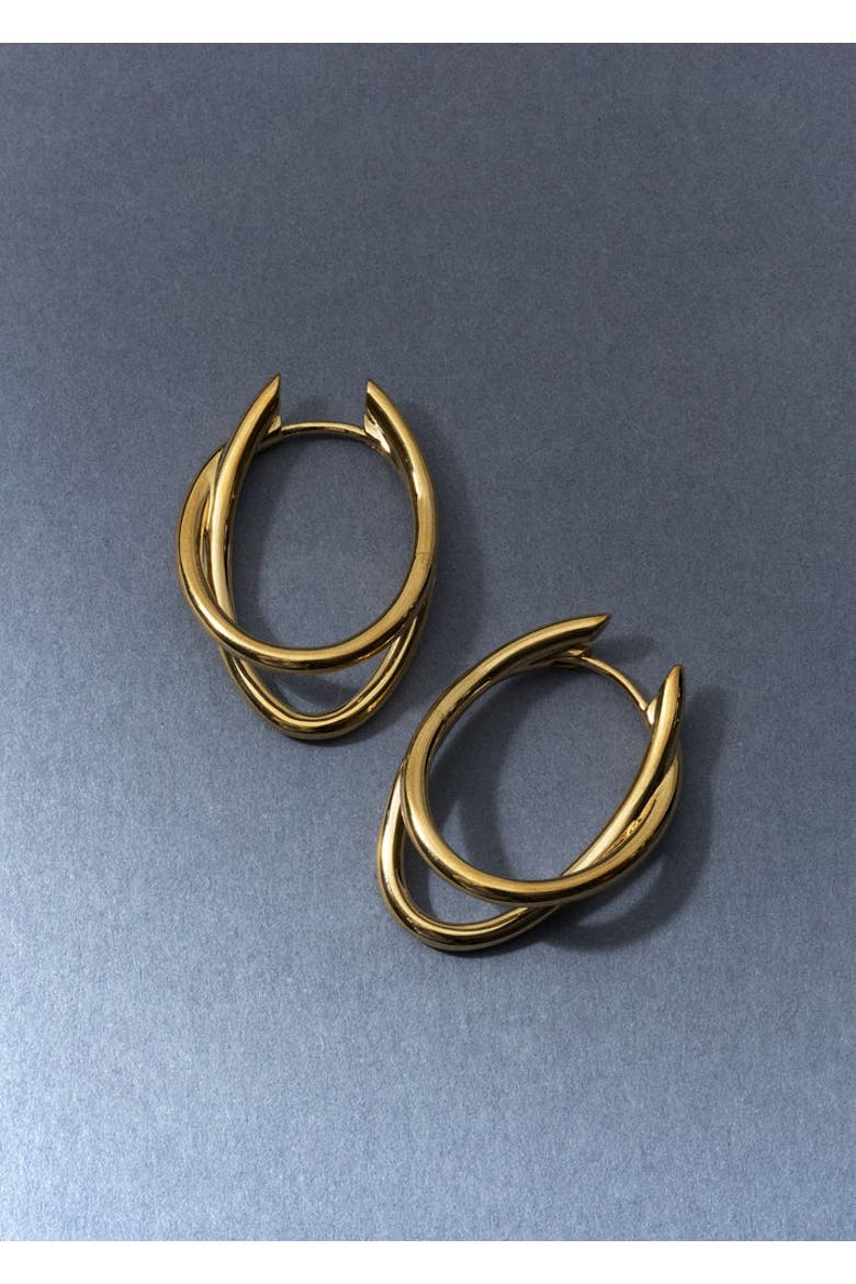 Woven Hoops, Alternate, color, Yellow Toned Gold