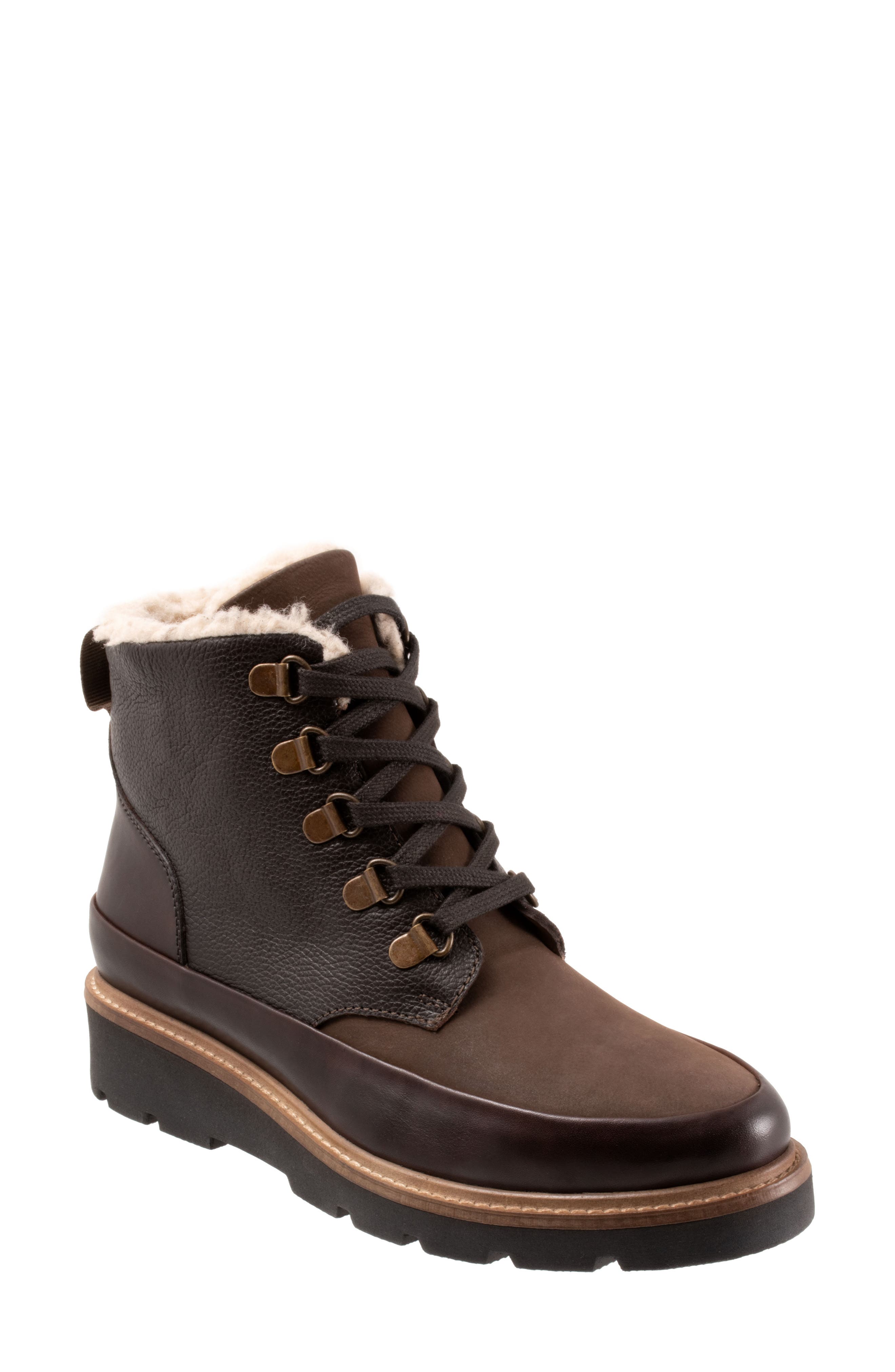Whitney Faux Shearling Lined Boot, Main, color, DARK BROWN