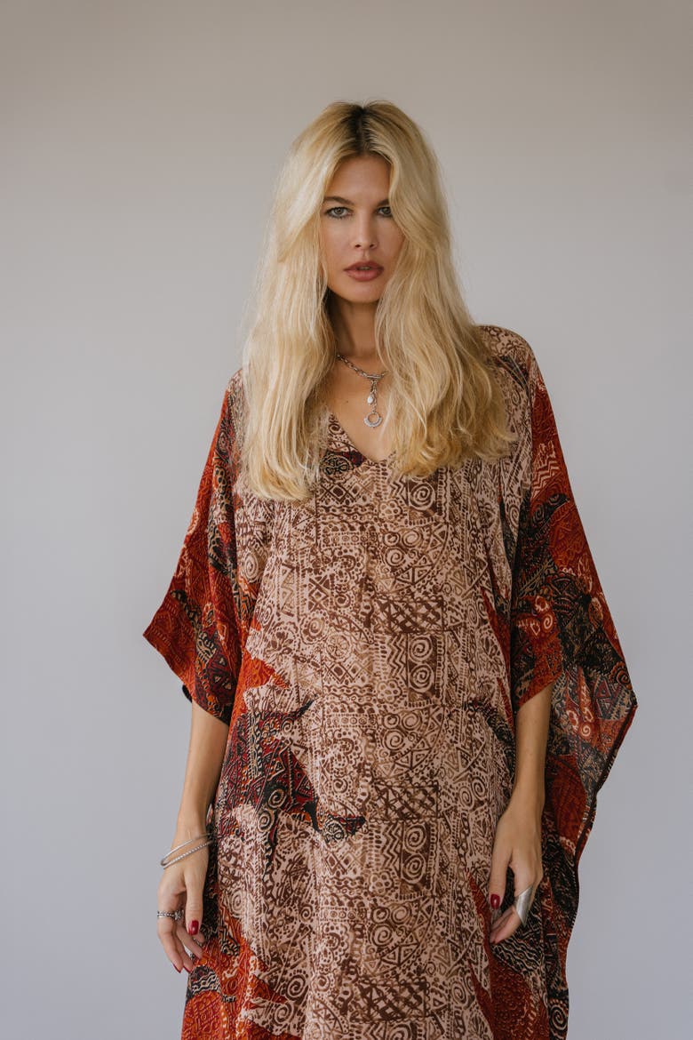 Long Caftan Alix, Main, color, Brown