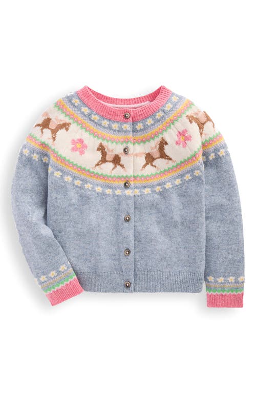 Mini Boden Kids' Edie Fair Isle Cardigan In Gray