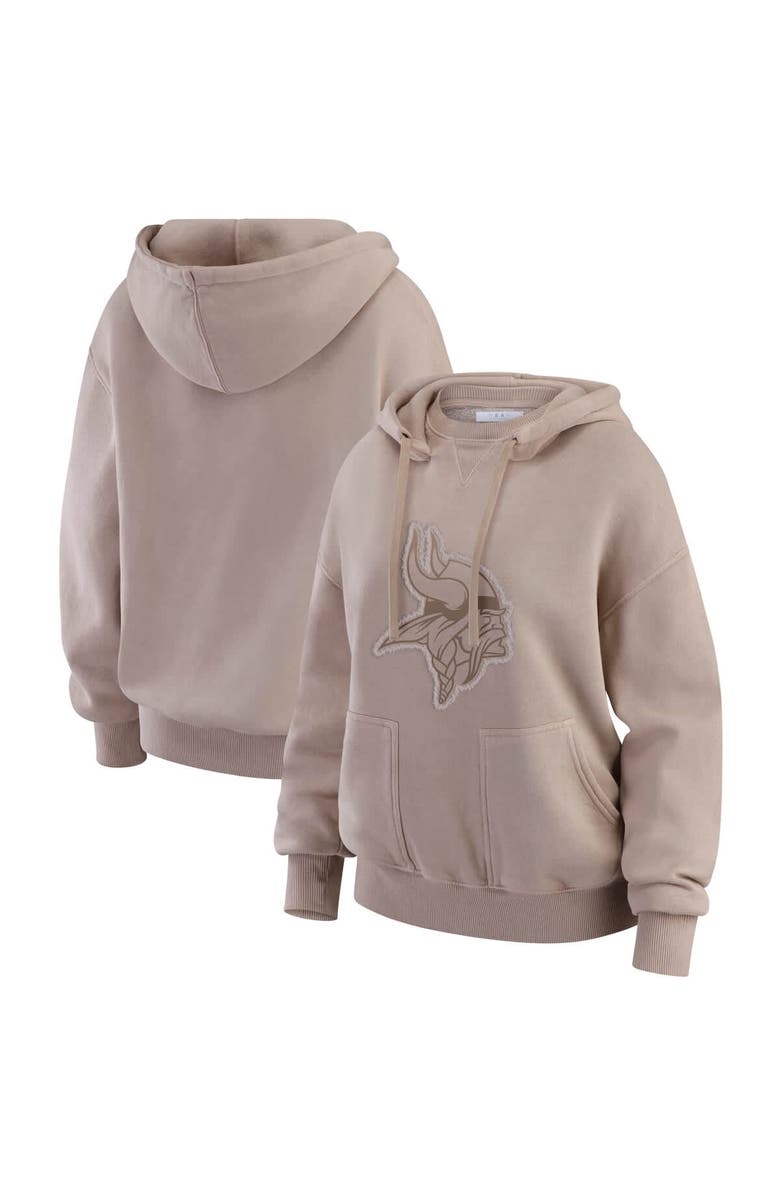 WEAR by Erin Andrews Women's WEAR by Erin Andrews  Tan Minnesota Vikings Washed Pullover Crewdie, Main, color, Tan