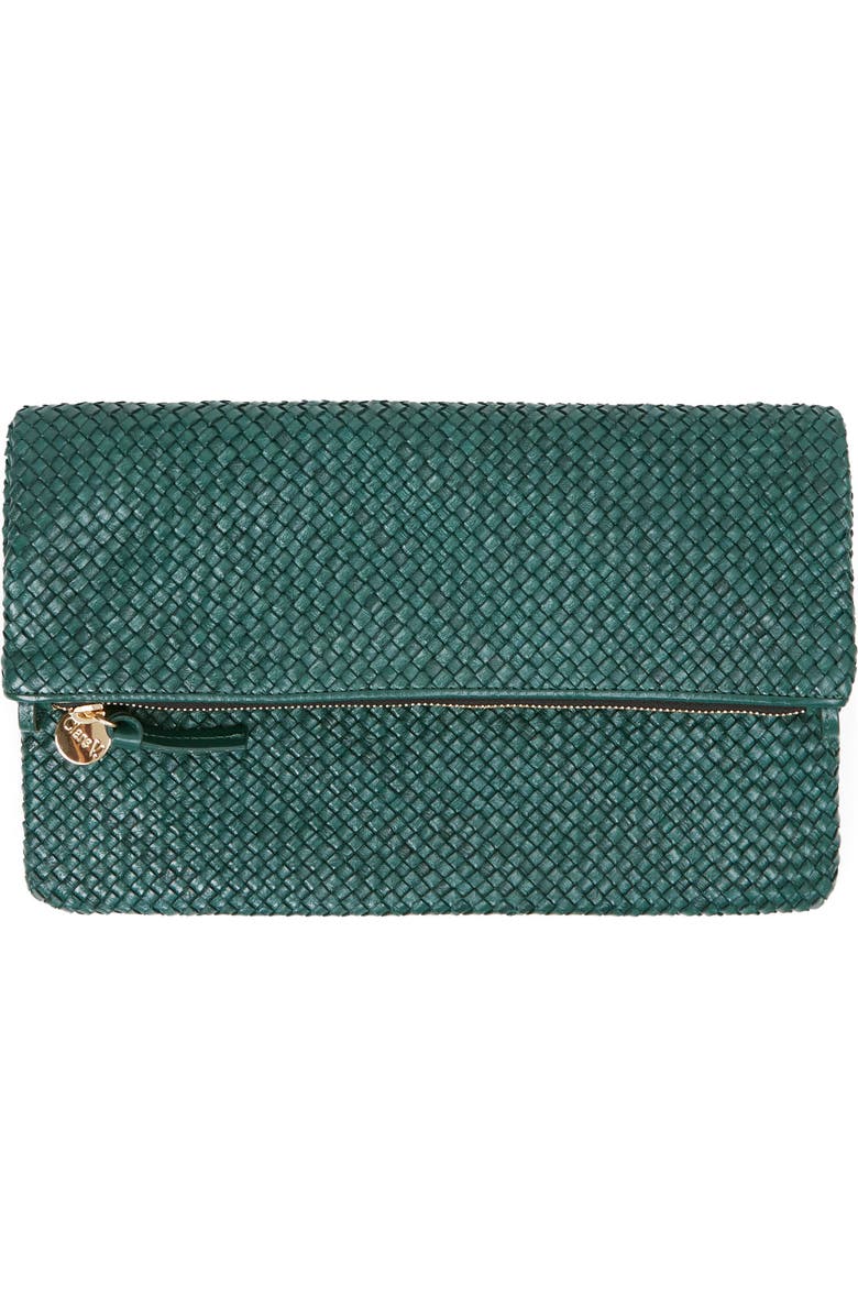 Clare V. Foldover Leather Clutch, Main, color,