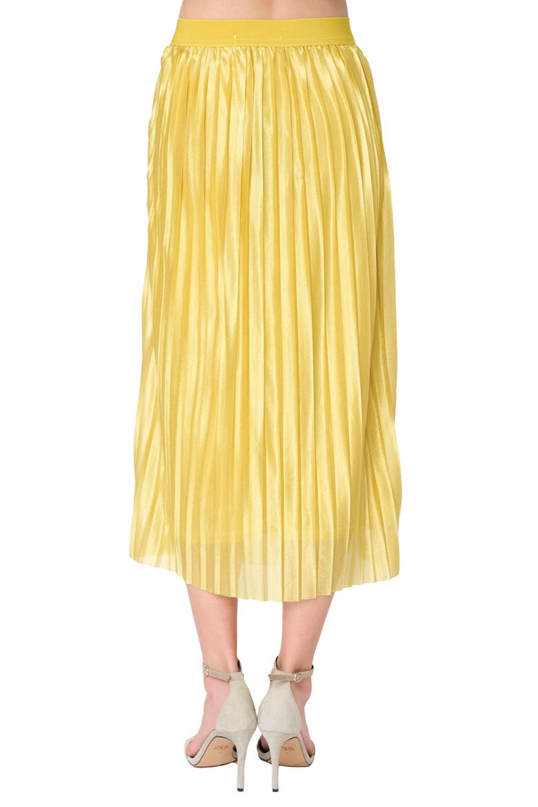 Pleated Satin Midi A-Line Skirt, Alternate, color, GOLD