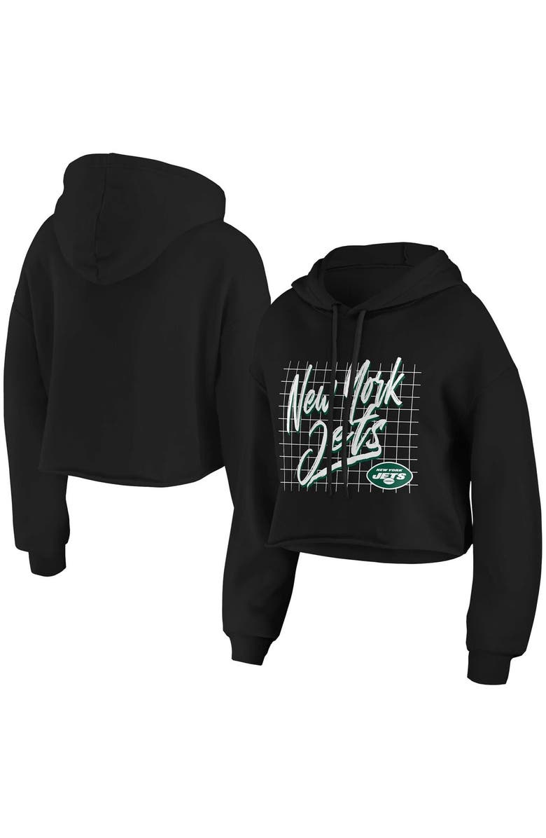 WEAR by Erin Andrews Women's WEAR by Erin Andrews Black New York Jets Domestic Cropped Pullover Hoodie, Alternate, color, 