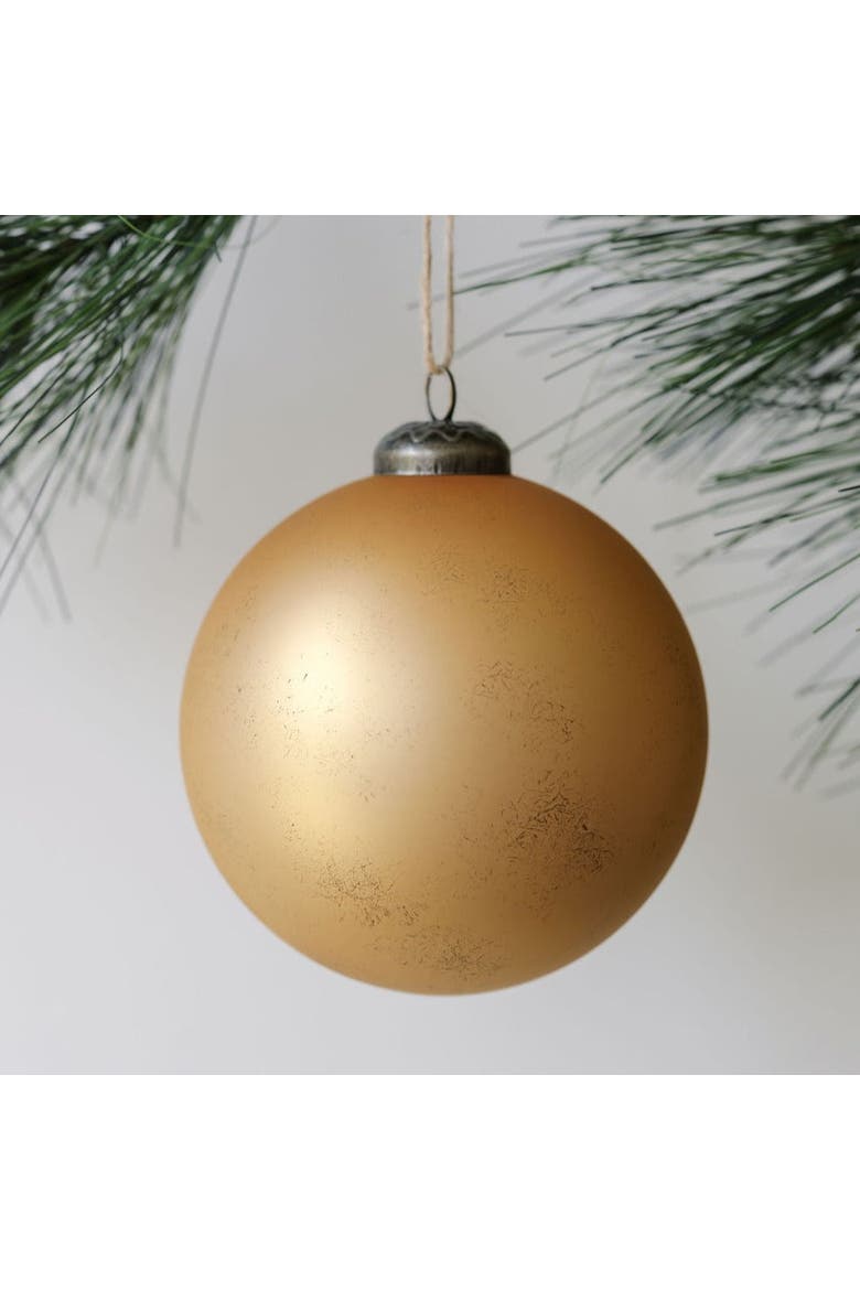 4" Matte Antique Gold Glass Ornament, Main, color, Gold