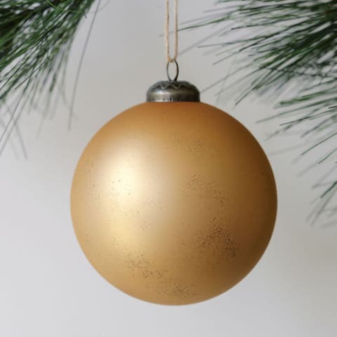 4" Matte Antique Gold Glass Ornament