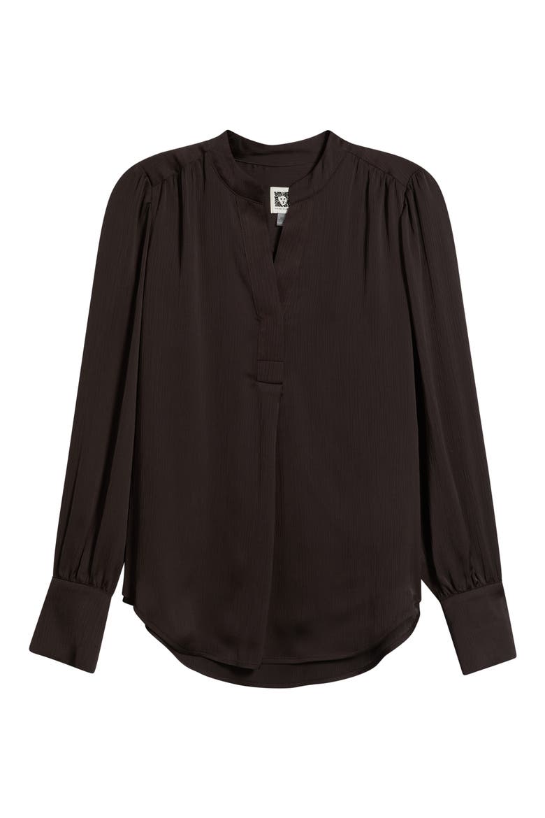 Pleat Front V-Neck Top, Alternate, color, DEEP MAHOGANY