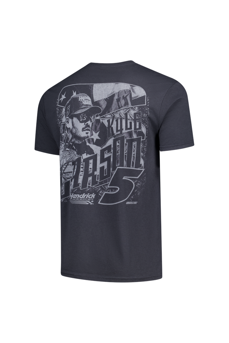 Men's Classic Ink Charcoal Kyle Larson Flag Tri-Blend T-Shirt, Alternate, color, Charcoal