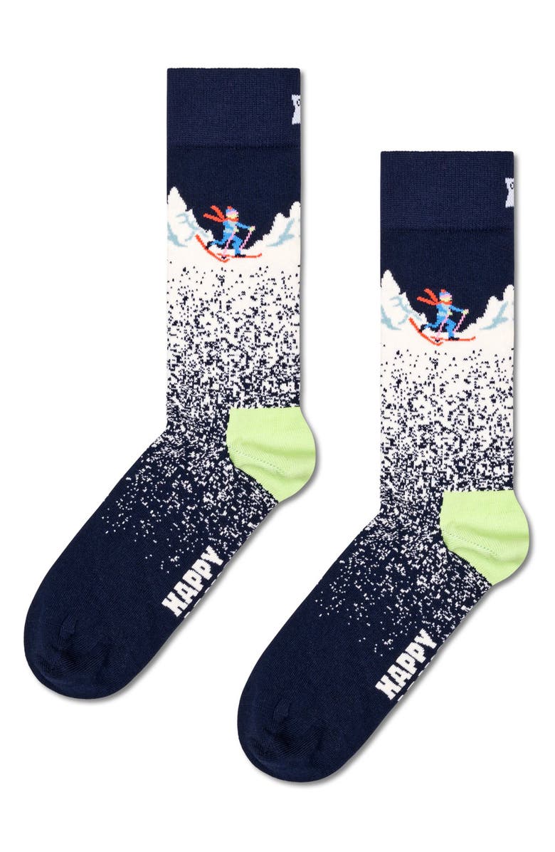 Happy Socks Assorted 2-Pack Skiing Chalet Crew Socks Gift Set, Alternate, color, Brown