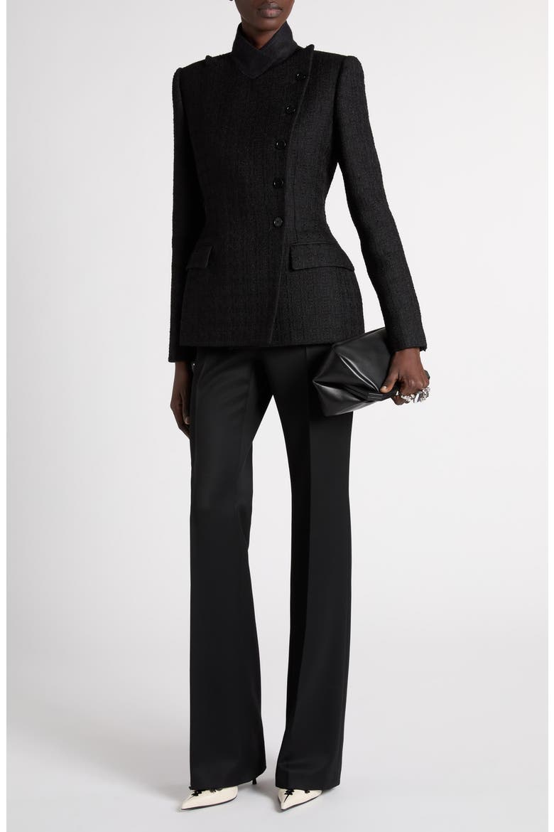 Narrow Bootcut Wool Trousers, Alternate, color, BLACK