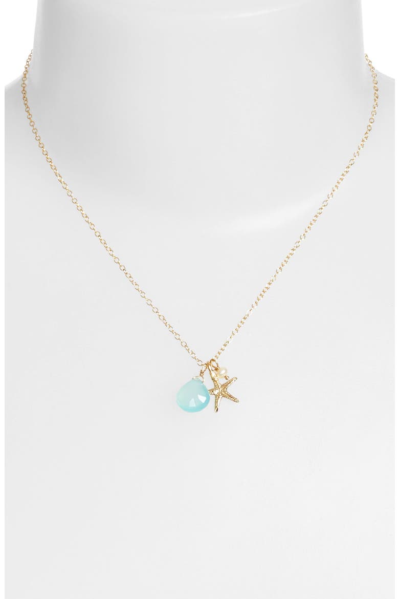 Sea Star Cluster Pendant Necklace, Alternate, color, GOLD