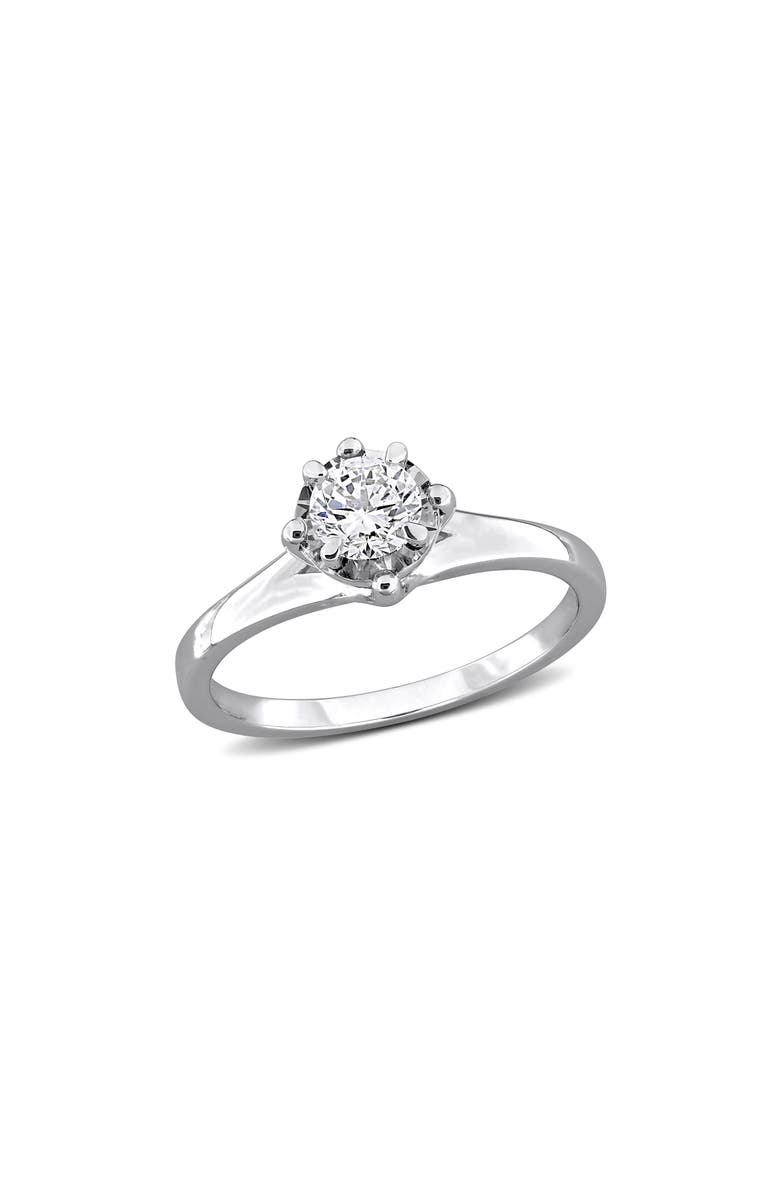 Created Forever Round Lab Grown Diamond Solitaire Ring, Main, color, Silver