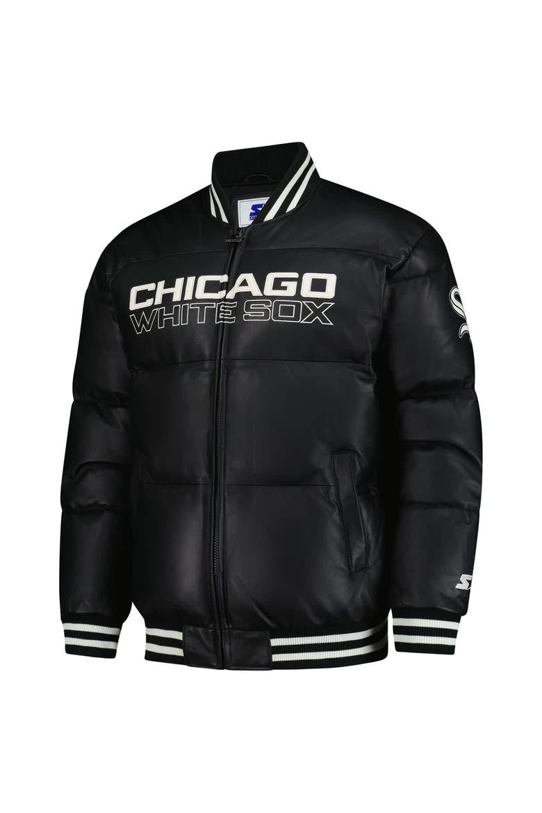 Men's Starter Black Chicago White Sox Full-Zip Leather Jacket, Alternate, color, Black