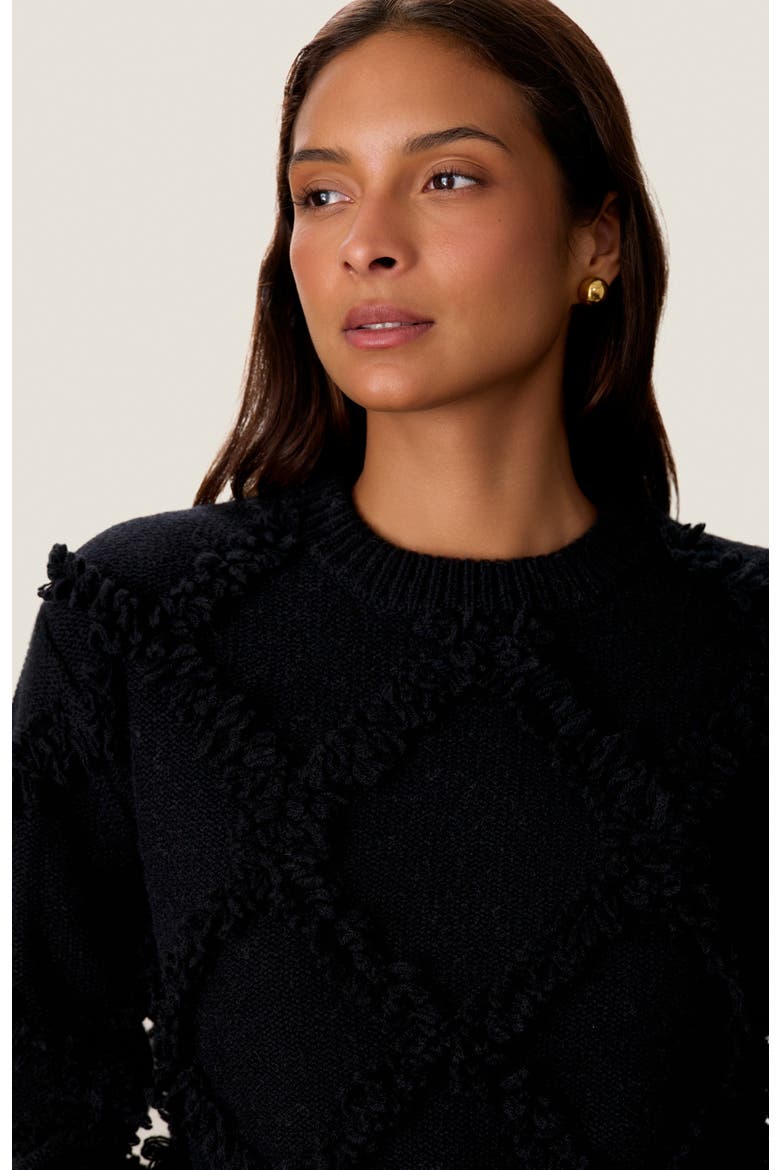 Thea Fringe Sweater, Alternate, color, Noir