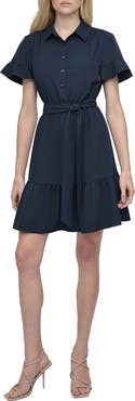 DKNY Ruffle Mini Shirtdress