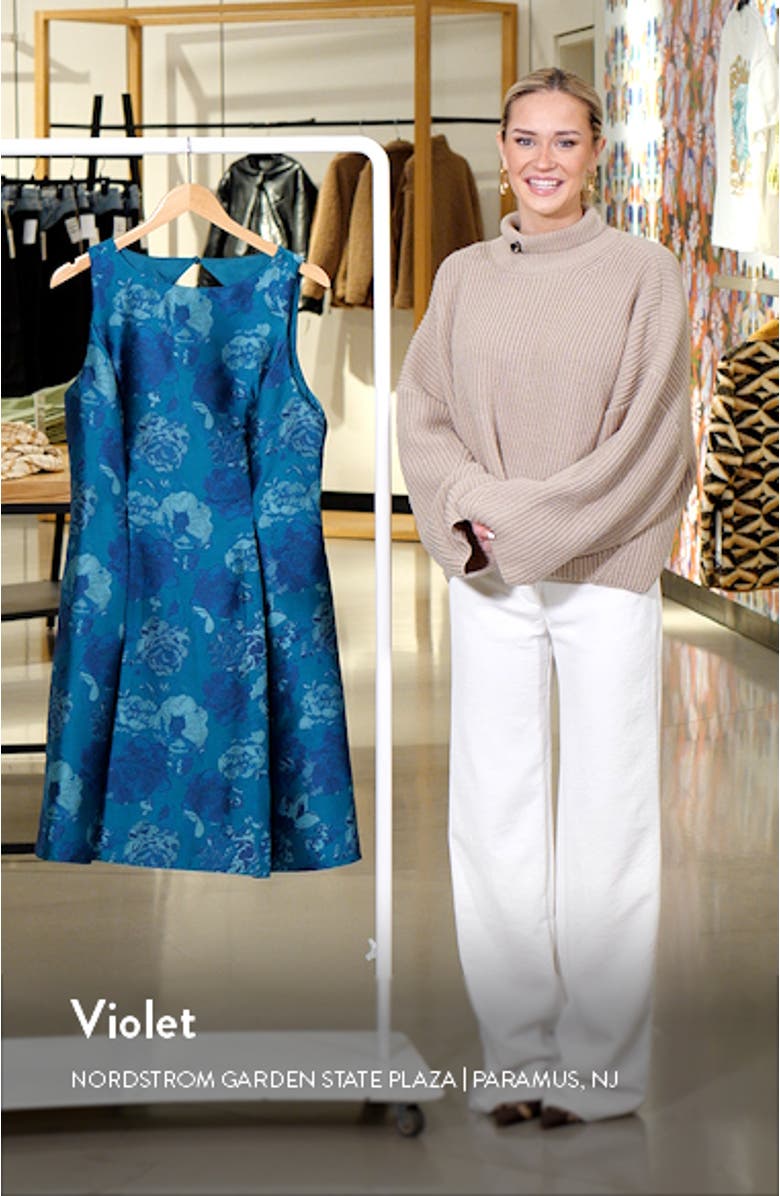 Floral Jacquard Fit & Flare Dress, sales video thumbnail