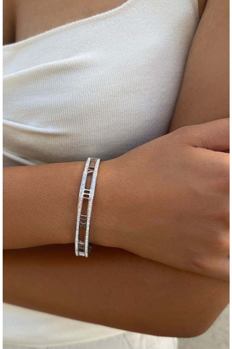 Roman Numeral Bangle Bracelet, Alternate, color, SILVER